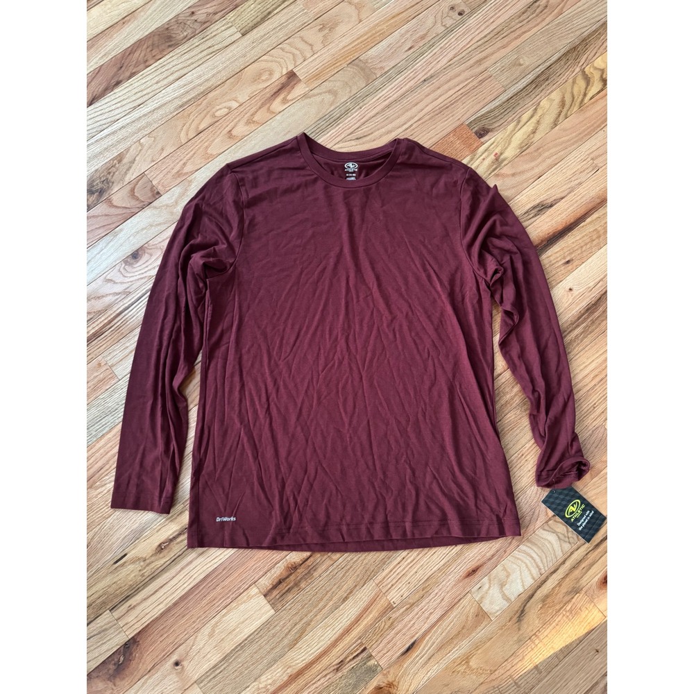 Athletic Works Mens DriWorks Long Sleeve Tri Blend Tee Burgundy Red M 38-40